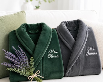 Accappatoi personalizzati per coppia (lui e lei) / Regalo di nozze personalizzato per la coppia / Accappatoi ricamati / Regalo di anniversario / Regalo per gli sposi