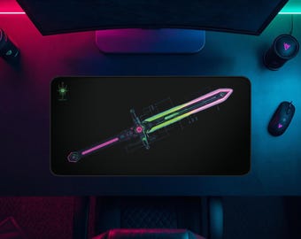 KTN-V1 // Neon Shinobi // Cyberpunk Mousepad & Techwear Desk Mat | Cyberpunk Katana Gaming Pad | Japanese Techwear