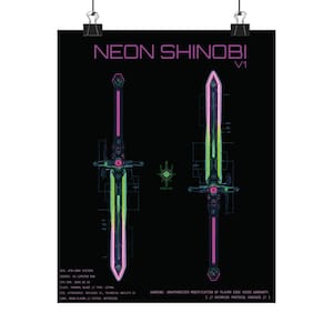 KTN-V1 // Neon Shinobi // Cyberpunk Decor & Wall Art | Futuristischer Entwurf | Kantenläufer Katana Poster Bild 2
