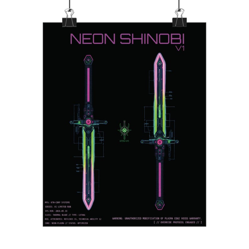 KTN-V1 // Neon Shinobi // Cyberpunk Decor & Wall Art | Futuristischer Entwurf | Kantenläufer Katana Poster Bild 2