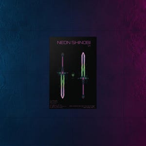 KTN-V1 // Neon Shinobi // Cyberpunk Decor & Wall Art | Futuristischer Entwurf | Kantenläufer Katana Poster Bild 1