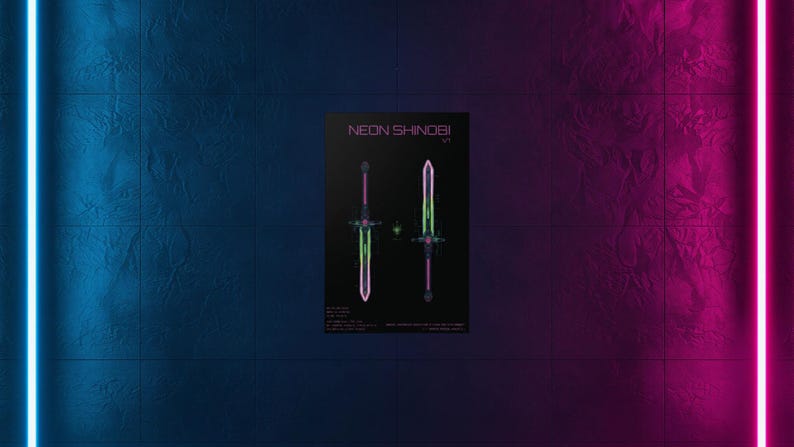 KTN-V1 // Neon Shinobi // Cyberpunk Decor & Wall Art | Futuristischer Entwurf | Kantenläufer Katana Poster Bild 1