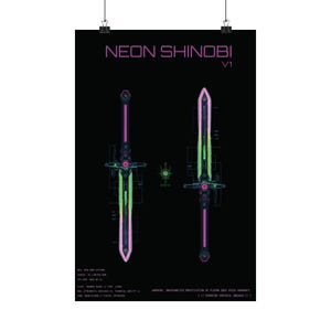 KTN-V1 // Neon Shinobi // Cyberpunk Decor & Wall Art | Futuristischer Entwurf | Kantenläufer Katana Poster Bild 3