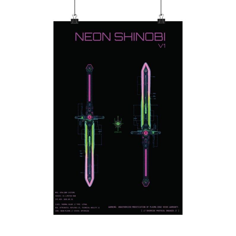KTN-V1 // Neon Shinobi // Cyberpunk Decor & Wall Art | Futuristischer Entwurf | Kantenläufer Katana Poster Bild 3