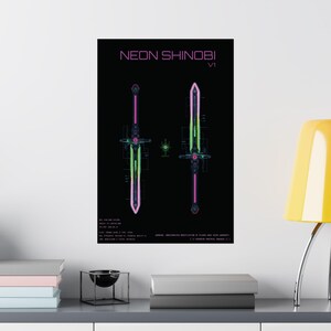 KTN-V1 // Neon Shinobi // Cyberpunk Decor & Wall Art | Futuristischer Entwurf | Kantenläufer Katana Poster Bild 7