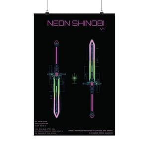 KTN-V1 // Neon Shinobi // Cyberpunk Decor & Wall Art | Futuristischer Entwurf | Kantenläufer Katana Poster Bild 4