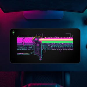 KTN-V2 // Cyber Hilt // Cyberpunk Katana Gaming Mousepad | Techwear Desk Mat | Futuristic Desk Setup for Gamers
