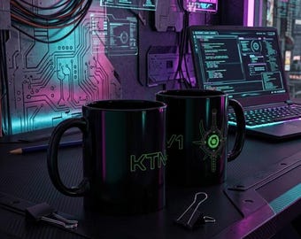 KTN-V1 Collection Logo // Cyberpunk Mug & Techwear Accessory | Hacker Gear Coffee Cup | Edgerunner Style