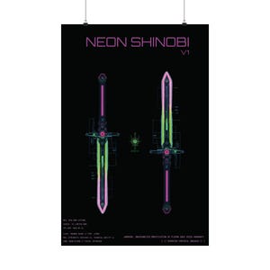 KTN-V1 // Neon Shinobi // Cyberpunk Decor & Wall Art | Futuristischer Entwurf | Kantenläufer Katana Poster Bild 5