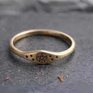 14K guldpläterad pentaklaring | Minimalistiska häxiga signetsmycken