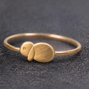 14K guldpläterad minimalistisk kaninring, läckra kaninsmycken att stapla, present till djurälskare