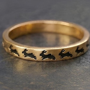 14K guldpläterad nätt kaninring, skogsharearmband, stapeldjurssmycken