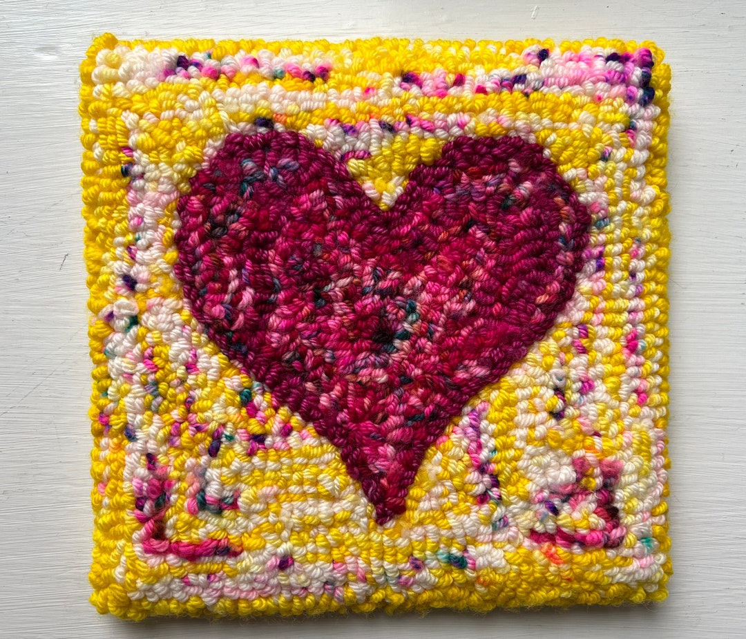 Pretty Pink and Red Heart Hooked Rug or Mat or Wall Hanging Etsy