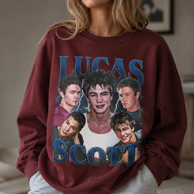 Camiseta gráfica de Lucas Scott de One Tree Hill: Camiseta con montaje de baloncesto vintage imagen 4