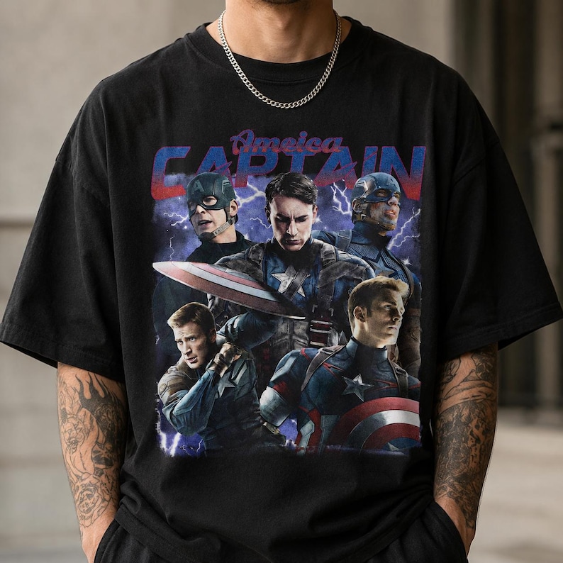 Captain America Shirt Steve Rogers Comfort Colors Graphic Tee Marvel Superhero Unisex T-Shirt image 1