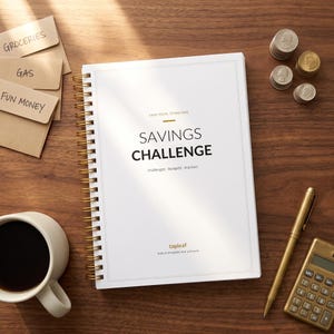 Savings Challenge Tracker, Undated Budget Binder, Debt Payoff & Cash Stuffing Printable for GoodNotes