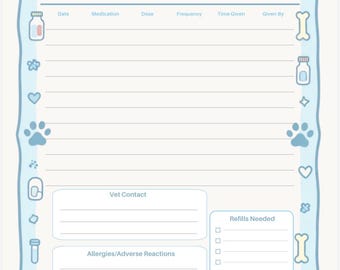 Pet Medication Tracker Blue