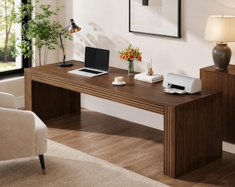 Extra Long Computer Desk, Modern Two Person Home Office Workspace