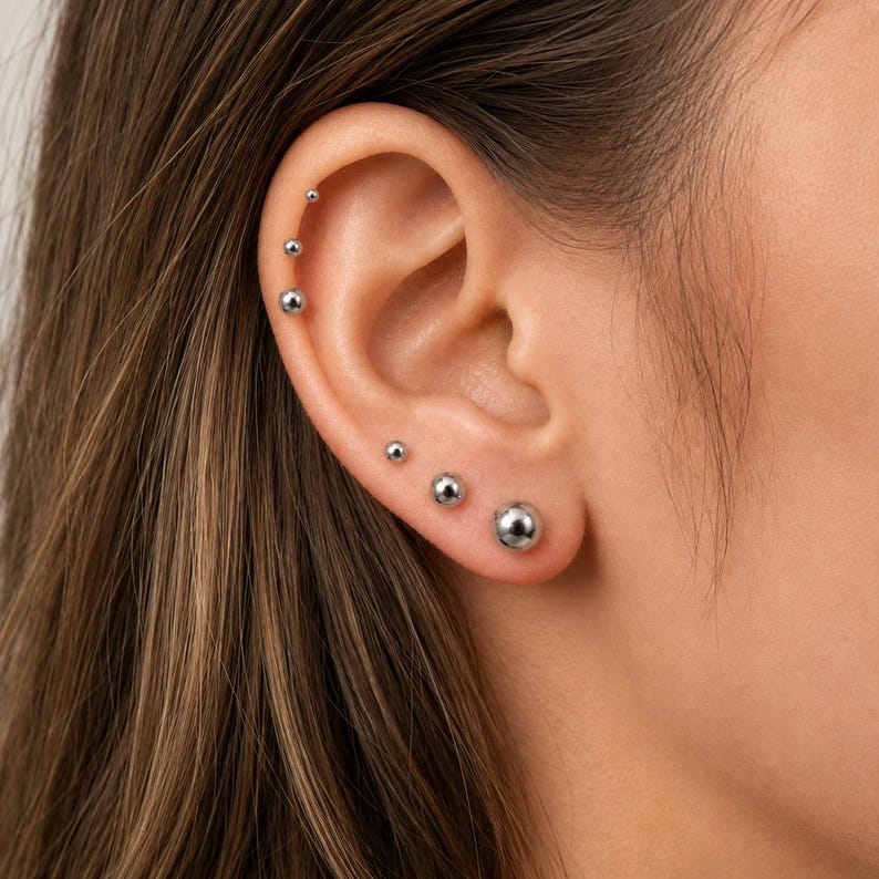 Titanium Threadless Flat Back Stud, Implant Grade Push Pin Labret Earring, Nose Tragus Cartilage Conch Helix Piercing | 16G 18G 20G, 1.5-5mm image 6