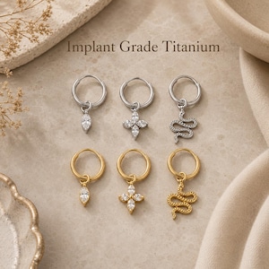 16G 18G titanörhänge med hänge, helix-hoop-broskpiercing, conch-hoop-piercing, ormblomma-markisörhänge, present till henne