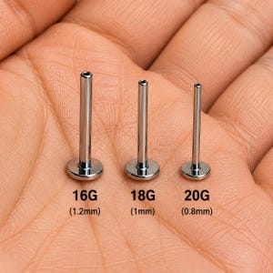 Titanium Threadless Flat Back Stud, Implant Grade Push Pin Labret Earring, Nose Tragus Cartilage Conch Helix Piercing | 16G 18G 20G, 1.5-5mm image 4