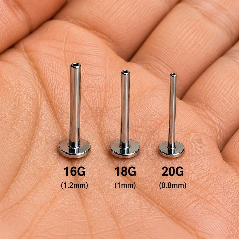 Titanium Threadless Flat Back Stud, Implant Grade Push Pin Labret Earring, Nose Tragus Cartilage Conch Helix Piercing | 16G 18G 20G, 1.5-5mm image 4
