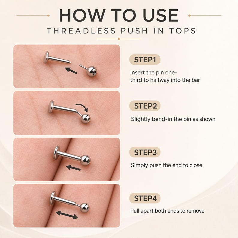 Titanium Threadless Flat Back Stud, Implant Grade Push Pin Labret Earring, Nose Tragus Cartilage Conch Helix Piercing | 16G 18G 20G, 1.5-5mm image 7