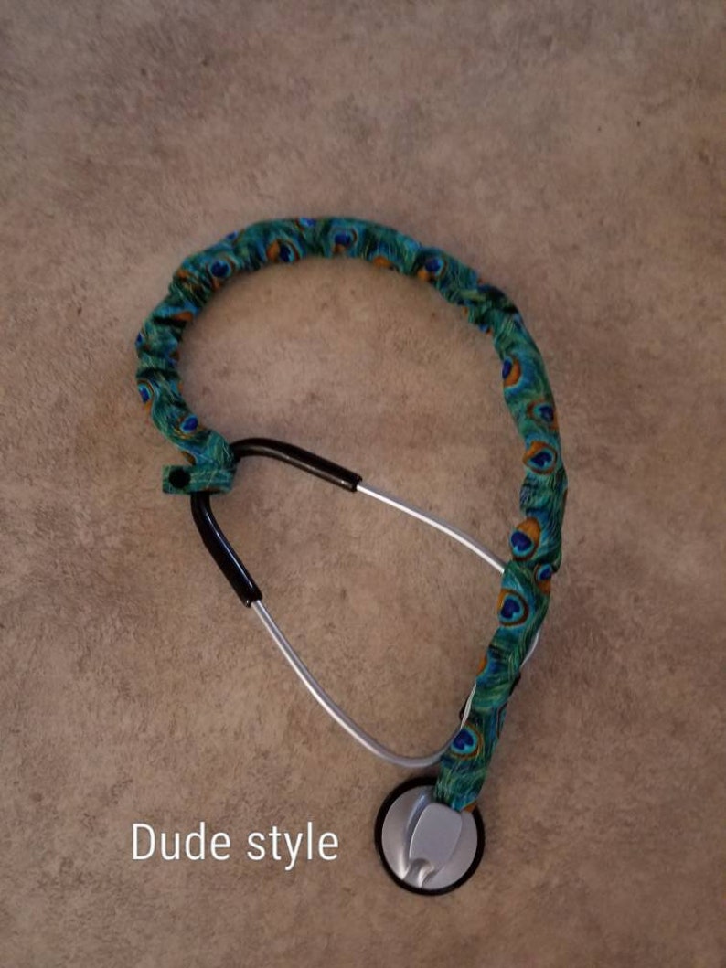 Dude Double or Tunable style RN Nurse Doc Vet HandmadeUSA Stethoscope Cover Scrunchie DAPPER FOX/'s Taupe Protect bare neck /& tubing Single