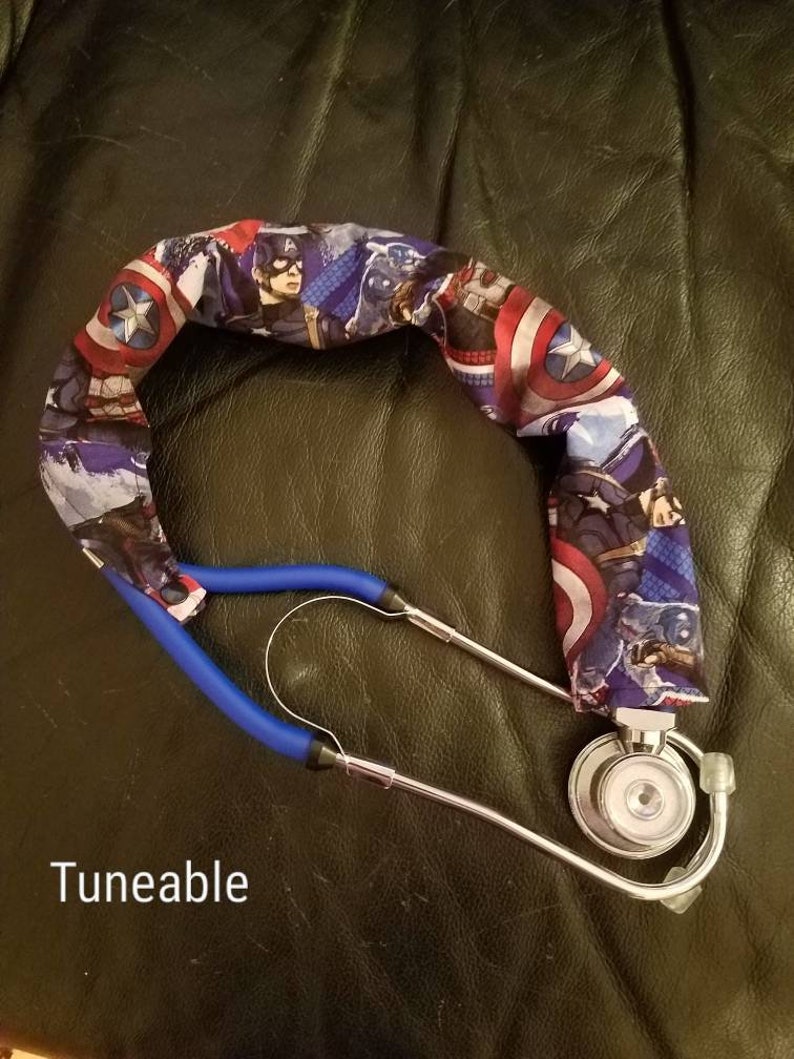 Dude Double or Tunable style RN Nurse Doc Vet HandmadeUSA Stethoscope Cover Scrunchie DAPPER FOX/'s Taupe Protect bare neck /& tubing Single