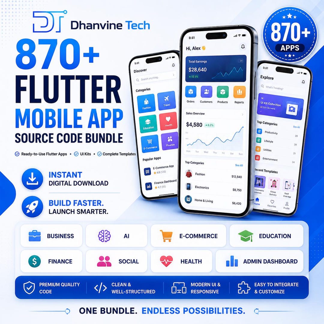870+ Flutter Mobile App Source Code Bundle | Android Ios Apps | UI Kits ...