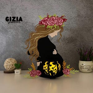 Lantaarn zwangere moeder Shadow Box SVG voor Cricut projecten DIY, zwangere moeder lantaarn voor huisdecoratie, papier knippen, cadeau voor hem of haar