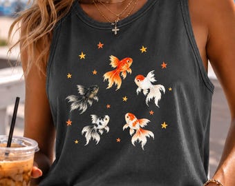 Comfort Colors Goldfish Shirt, Star Aesthetic Boxy Tee, Beachy Graphic Tank Top, Grunge Y2K Tee, Vintage Retro Gift