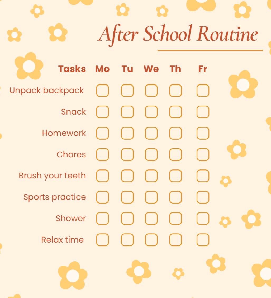 Tween Routine School Tween After School Routine Checklist Printable for Girls | Kids Daily ...