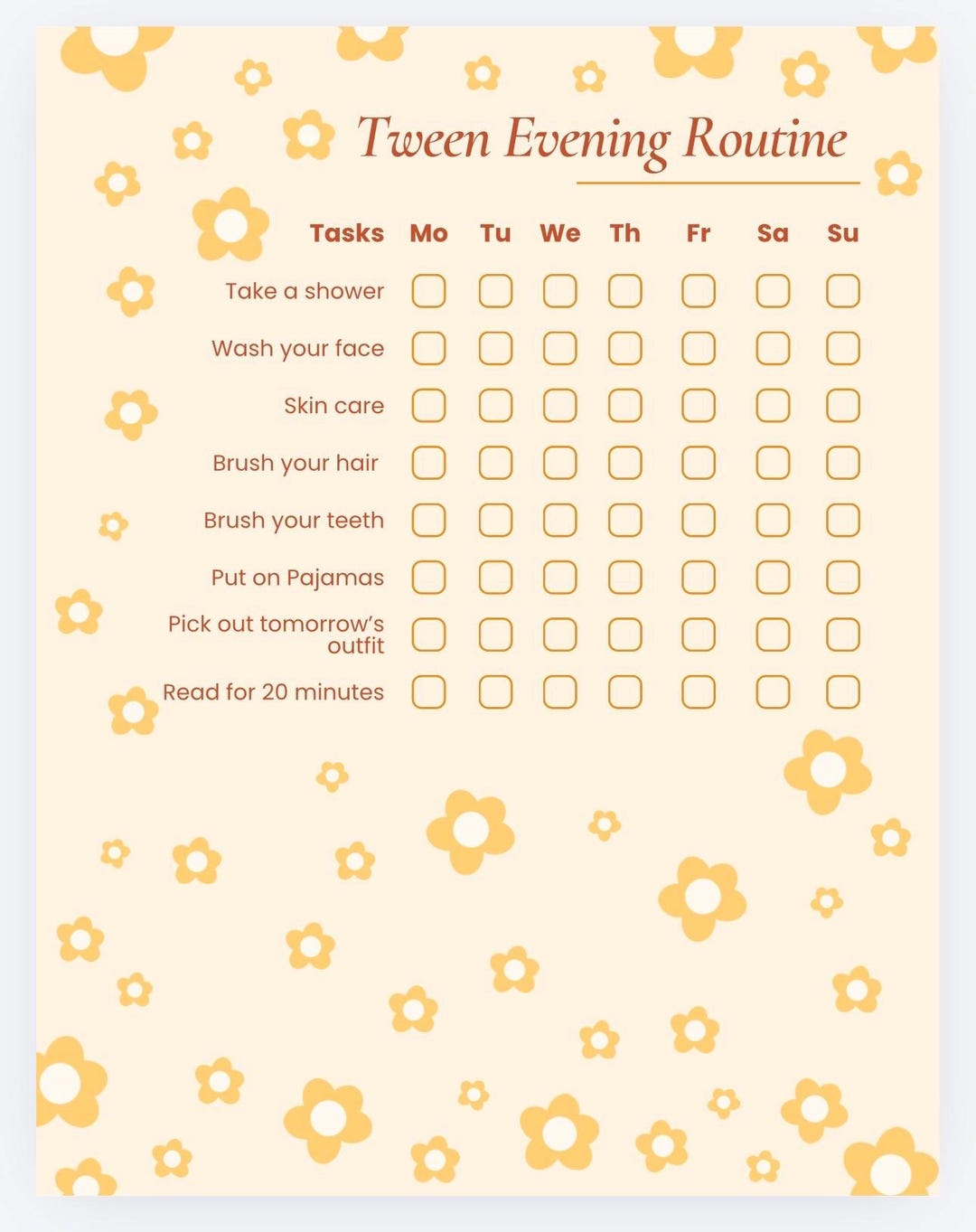 Girl Daily Routine Chart.pdf Tween Evening Routine Checklist Printable for Girls | Kids Daily ...