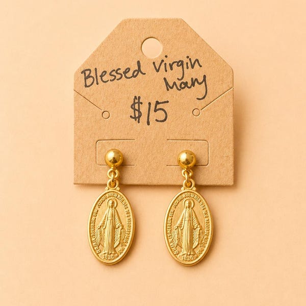Blessed Virgin Mary Dangle Earrings
