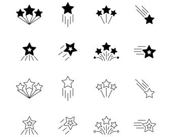 Pacote de SVGs de Estrelas, SVG de Estrela, SVG de Estrela de Natal, SVG de Estrela Noturna, SVG de Estrela Brilhante, PNG, Arquivos SVG para Cricut, Silhouette, SVG de Estrelas, Cricut