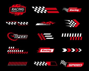 Pacote de arquivos SVG para Cricut com tema de corrida | Adesivos para carros de corrida | Logotipos de automobilismo | Gráficos para camisetas e veículos | PNG, SVG e EPS | Download instantâneo