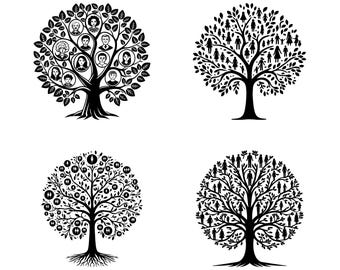 Pacote de arquivos SVG da Árvore da Vida: Celta, Raízes da Árvore Genealógica, Desenhos de Corações (Download Digital)