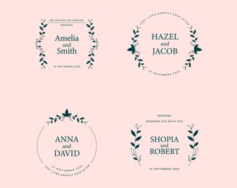 Pacote de arquivos SVG para casamento: Monograma dos noivos, convite "Reserve a Data", arquivos PNG (download digital)