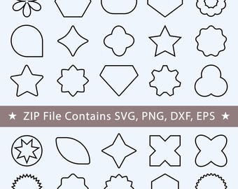 Basic shapes SVG bundle, geometric shapes png, shape outlines, shapes cut file, shapes for cricut silhouette svg file