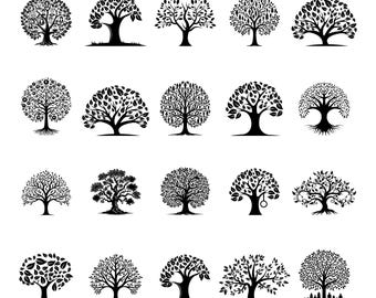 Pacote de designs da Árvore da Vida em SVG, Decoração Espiritual para Casa, Clipart de Árvores para Cricut, Laser, Silhueta de Árvore, Árvore Genealógica, Download Digital