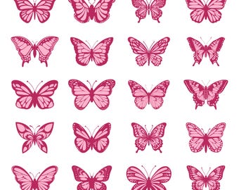 Borboleta em SVG, Borboleta em PNG, Modelo de Borboleta, Borboleta em Camadas, Clipart de Borboleta, Decoração de Parede com Borboletas, PNG, Download Instantâneo