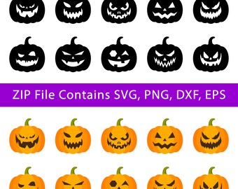 Arquivo SVG de abóbora de Halloween, rosto de abóbora, Jack O Lantern, arquivos DXF e PNG, arquivo de corte, pacote, clipart, camiseta, Cricut, Silhouette, download digital