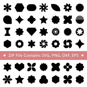 Pacchetto di forme base SVG, pacchetto di forme base PNG, clipart di forme base, banner SVG, forme geometriche di base, file PNG, download digitale immagine 2