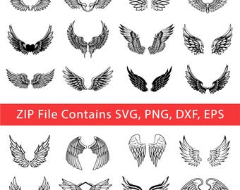 Pacote de Asas de Anjo em SVG: Clipart, Arquivo de Corte (20 PNGs e SVG)