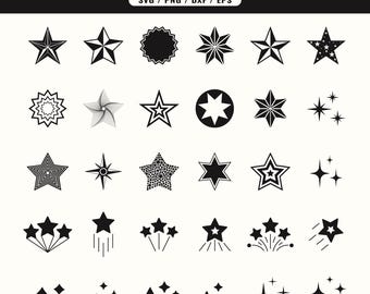 Pacote de Estrelas em SVG, Estrelas Brilhantes em SVG, Estrelas em PNG, Clipart de Estrelas, Estrelas Cintilantes, Estrelas Brilhantes, Arquivo de Corte para Cricut, Silhouette, Download Instantâneo