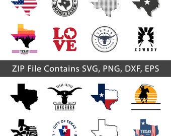 Pacote SVG do Texas, casa no Texas, mapa do Texas em SVG, touro do Texas, Cricut, arquivo de corte, Silhouette, design em vinil, PNG do Texas, download instantâneo