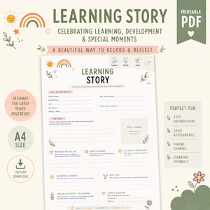 Learning Story Template | EYFS Observation Form | Child Learning Journey | Printable PDF | Nursery Assessment Resource