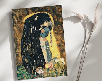 Howls Moving Castle Poster, Klimt Kiss Anime Art, Romantic Bedroom Wall Print