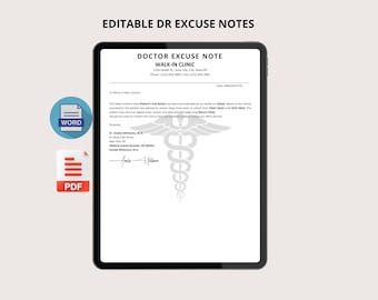 Editable Doctor Excuse Note Template, Work & School Absence Form (Word, PDF, Canva)